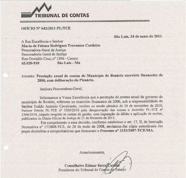 Esse documento foi o que motivou o MP a entrar com uma ação contra Ivaldo e Sandro